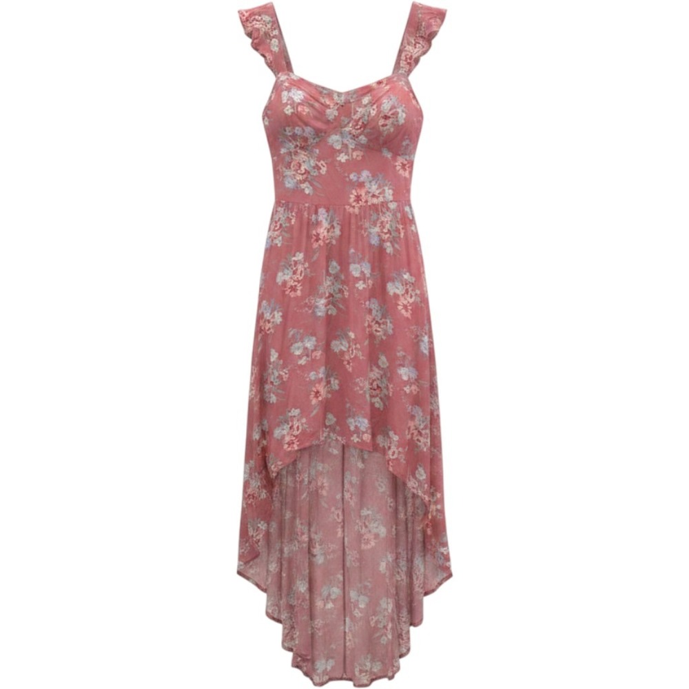NWT Babydoll Floral High Low Dress Large Cottagecore Western Romantic Sweetheart
